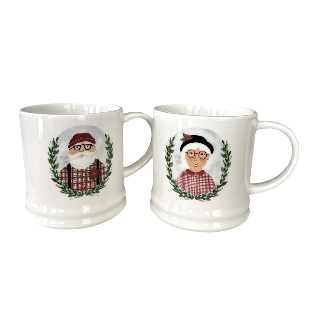 Target Mr and Mrs Lumberjack Claus Porcelain Coffee Tea Christmas Mugs Set of 2